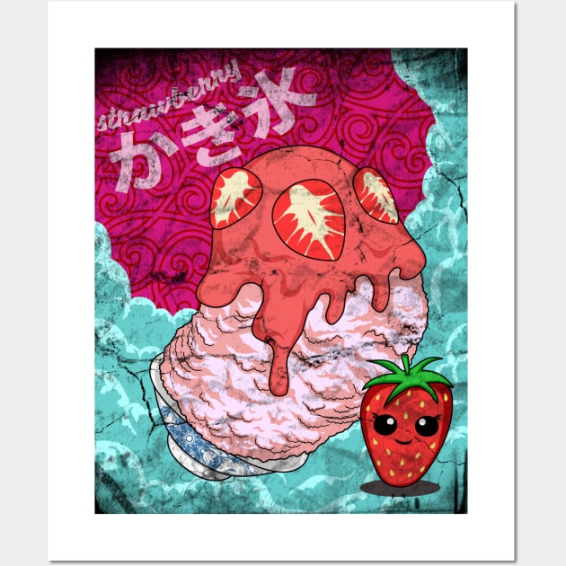 Strawberry Kakigori - v2 Wall Art by drixalvarez